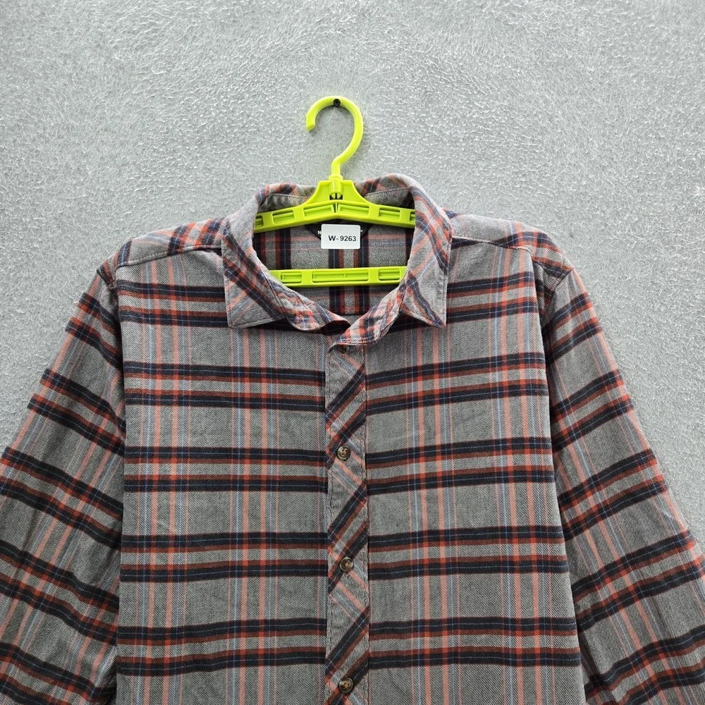 The North Face Men Button Up Shirt L/G Gray Plaid Brush Flannel Long Sleeve
